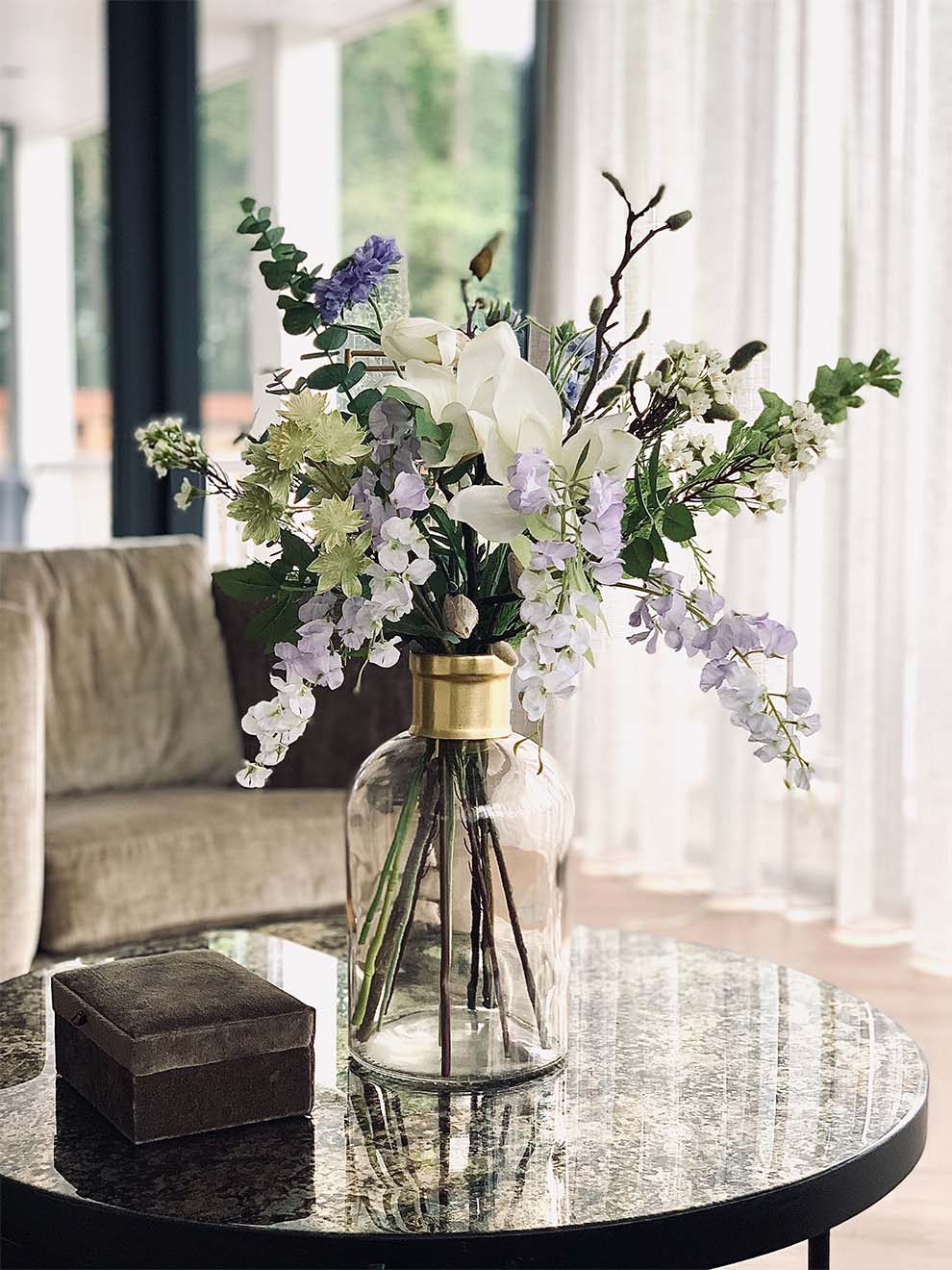 flowers on a table